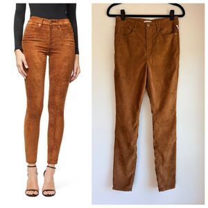 NWOT Good American Good Waist Suede-Like Skinny Jeans in Tobacco Brown Size 10